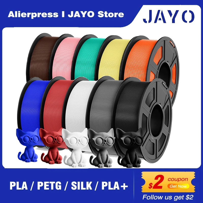 

JAYO 3d printing Filament PLA/PETG/HS-PLA/silk 5Roll/10Rolls 175mm no drawing smooth multiple colors optional for 3D printing