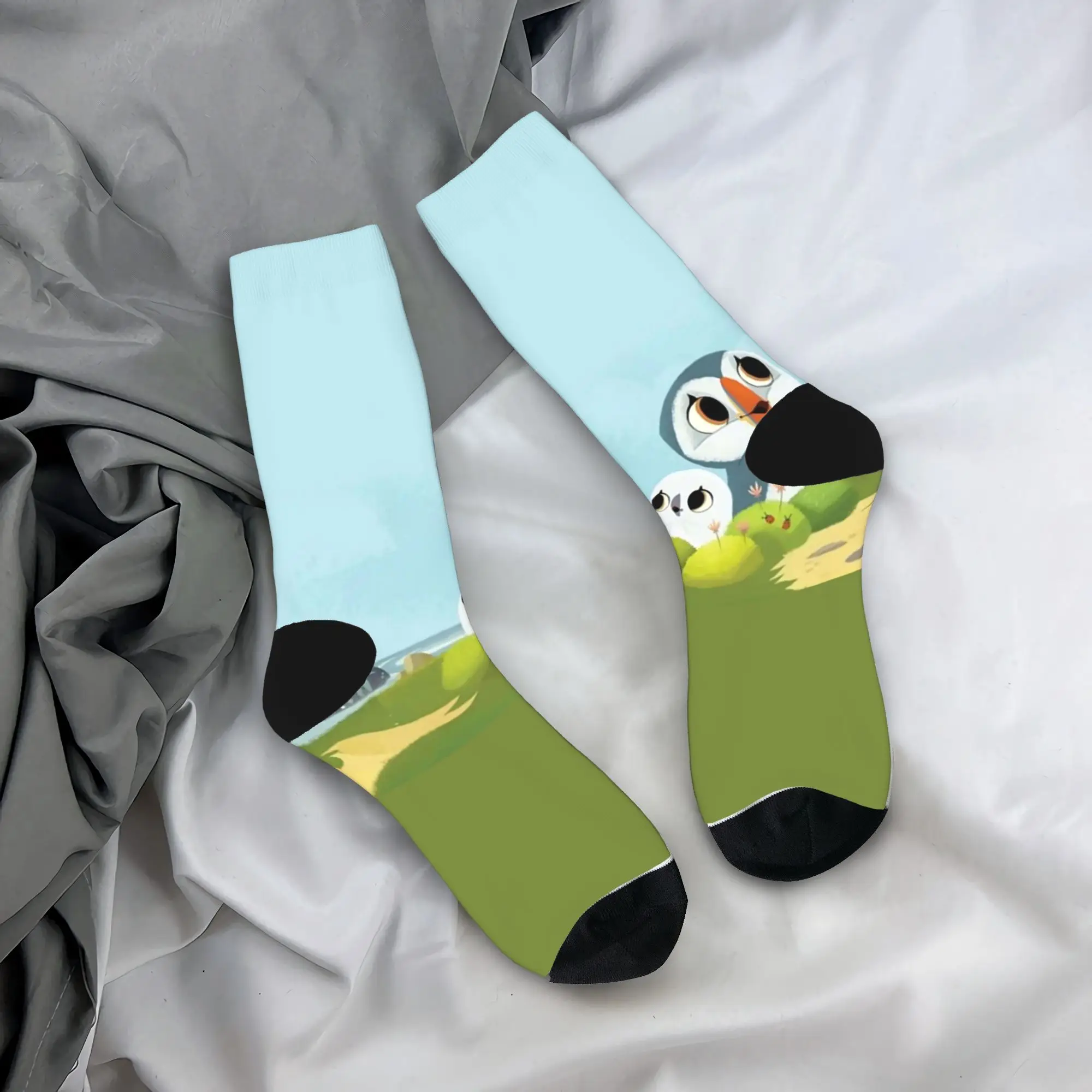 جوارب Puffins Rocks جوارب جرافيك مضادة للعرق للجنسين جوارب رجالية متوسطة ناعمة للخريف جوارب تسلق كاواي