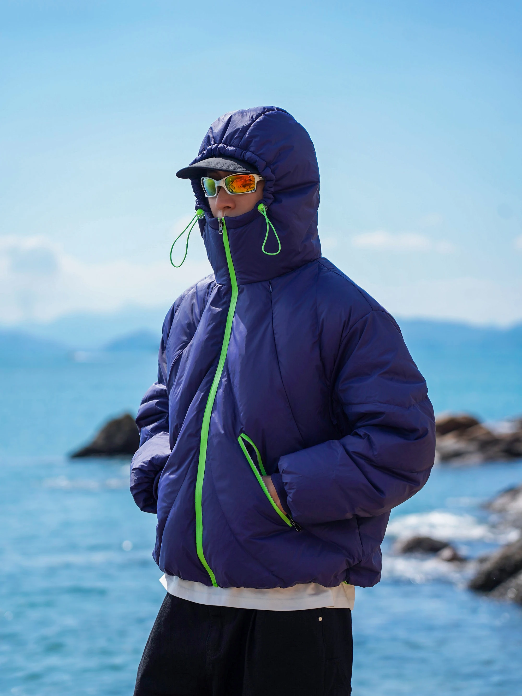 Unnoticed Men's Thickened Winter Jacket High Looseness 90 White Duck down Windproof Zipper Workwear Outdoor Style Long Sleeve
