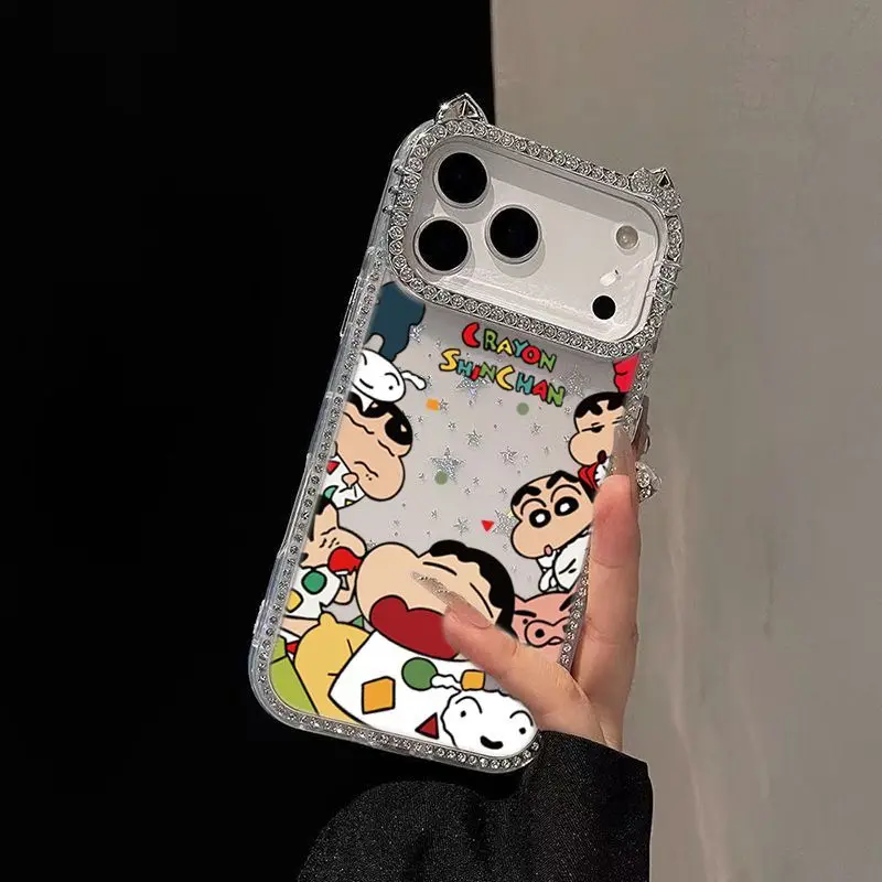 

Anime Crayon Shin-chan Mobile Phone Case Suitable for IPhone 17 Plus 16 Promax Set IPhone 15 Flash Diamond 14 13 12 Female Gift