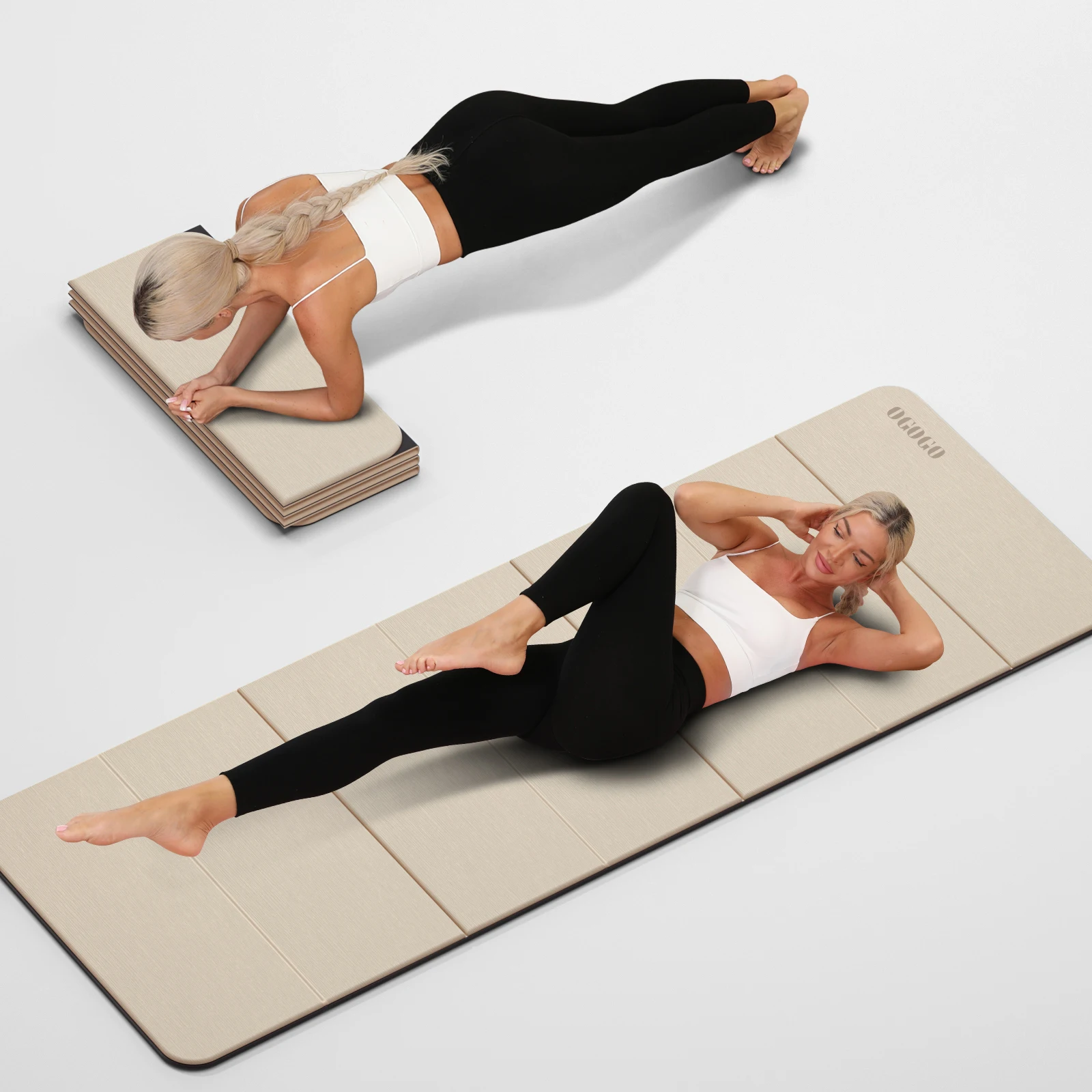 Faltbare Yogamatte, extra dickes, umweltfreundliches POE-Material, Fitnessmatten im rutschfesten Design, Mehrzweck-Trainingsmatten