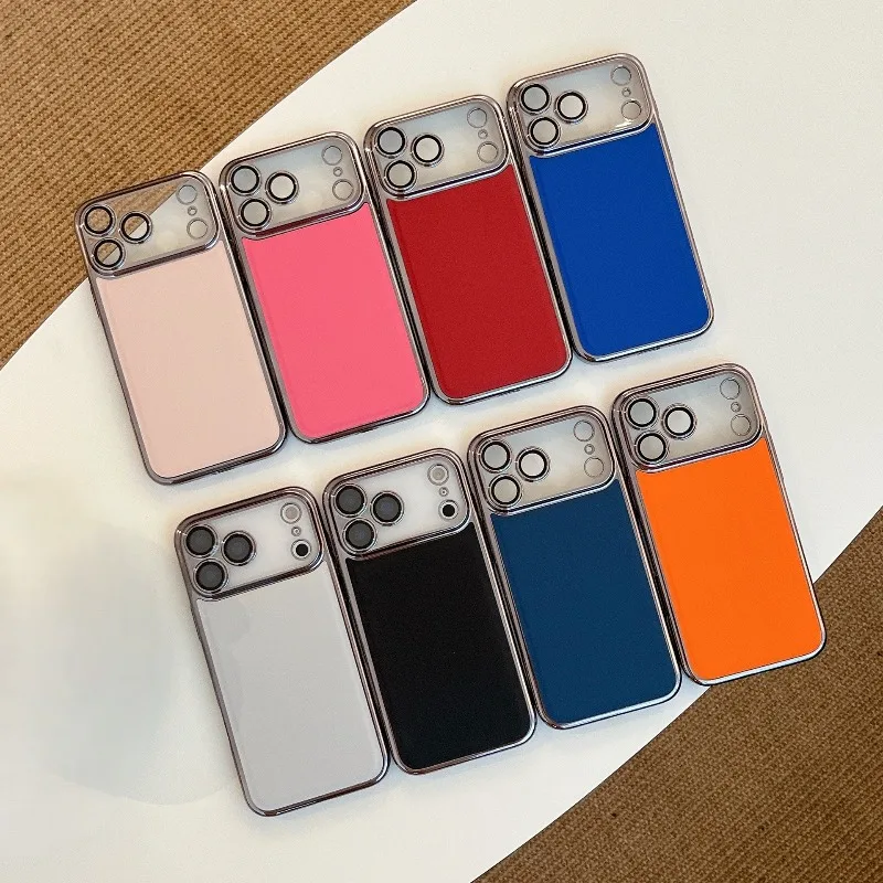 

New Korean INS Solid Color Electroplated Imitation Leather Phone Case For iPhone 17 16 15 14 13 Pro Max Plain Protective Cover