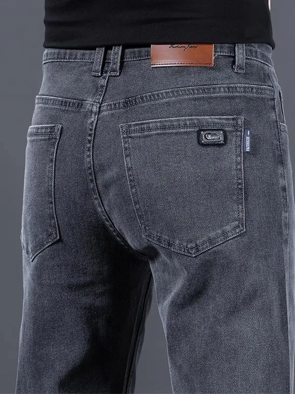 

Мужские повседневные джинсы прямого кроя, весенне-осенние, эластичные, свободного кроя, стройнящие, модные, удобные, длинные брюки для ежедневной носки и поездок на работу