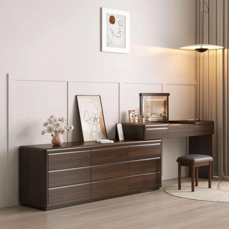 LTT new Chinese solid wood dresser bedroom bedside cabinet dresser