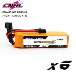 6PCS CNHL 2S 3S 4S 7.6V 11.4V 15.2V Lipo Battery 550mAh 70C MiniStar HV With XT30 Plug For RC FPV Racing Drone Drone Airplane