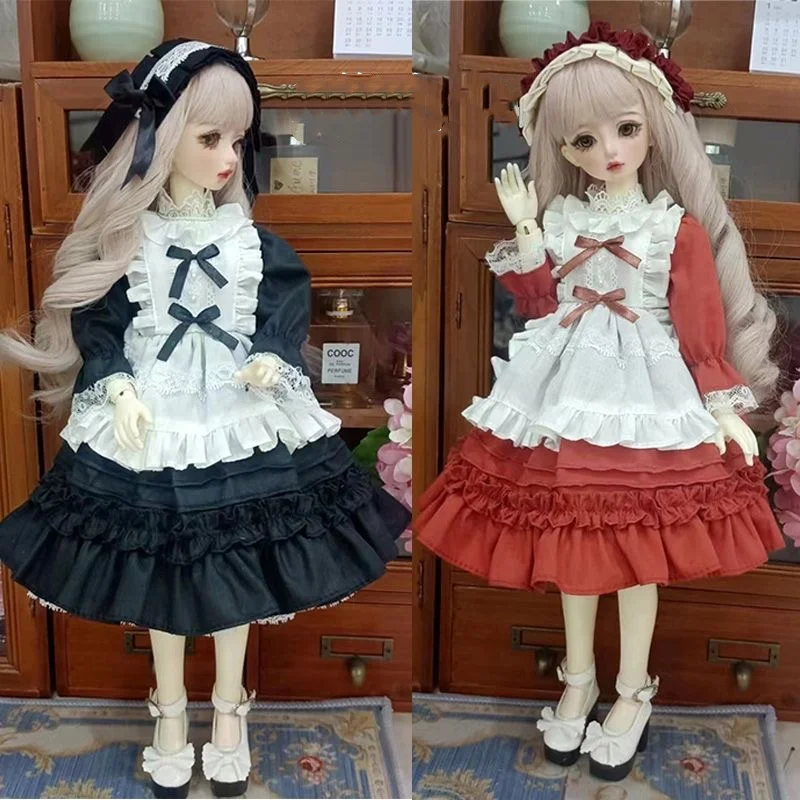 女の子用の黒と白のドレス,スカート1/3 1/4 1/6 bjd,プリンセスドレス,ブラ付き人形服セット