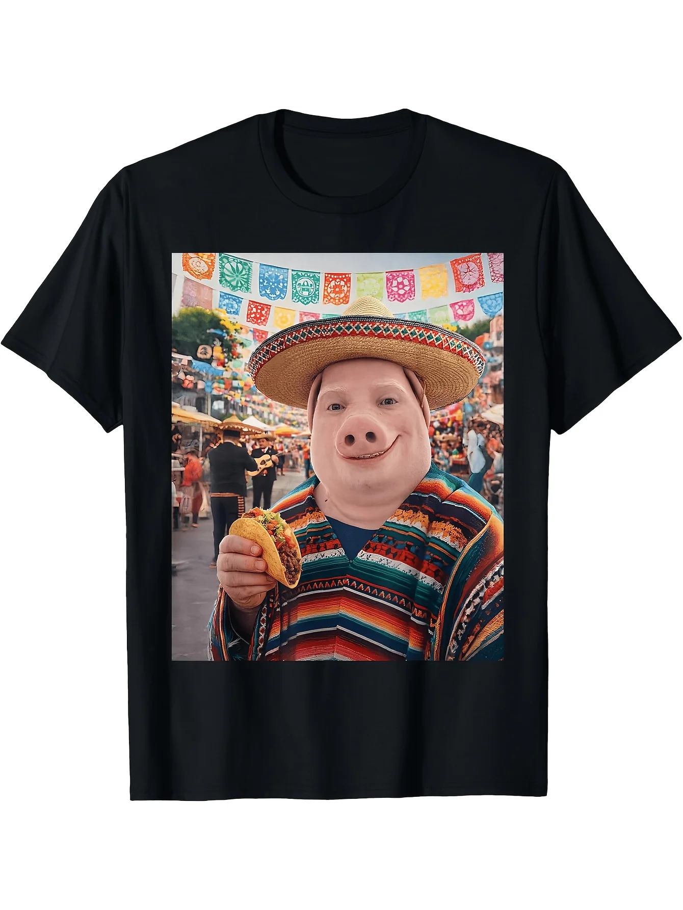 John Pork Funny Pig Man Mexican Fiesta Cinco De Mayo Taco T-Shirt