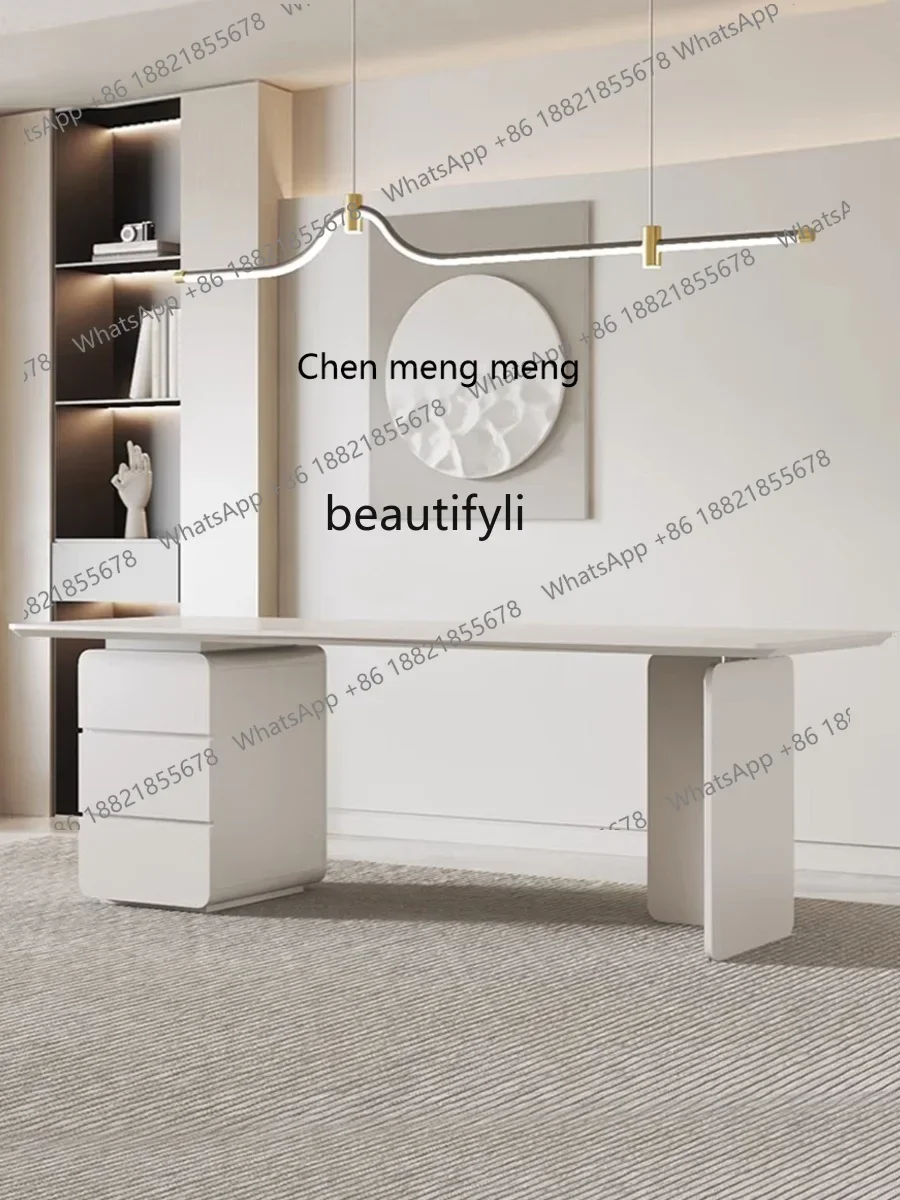 E153  Desk Light Luxury Modern Study Computer Desk Italian Minimalistic Home Living Room Large Long Desk