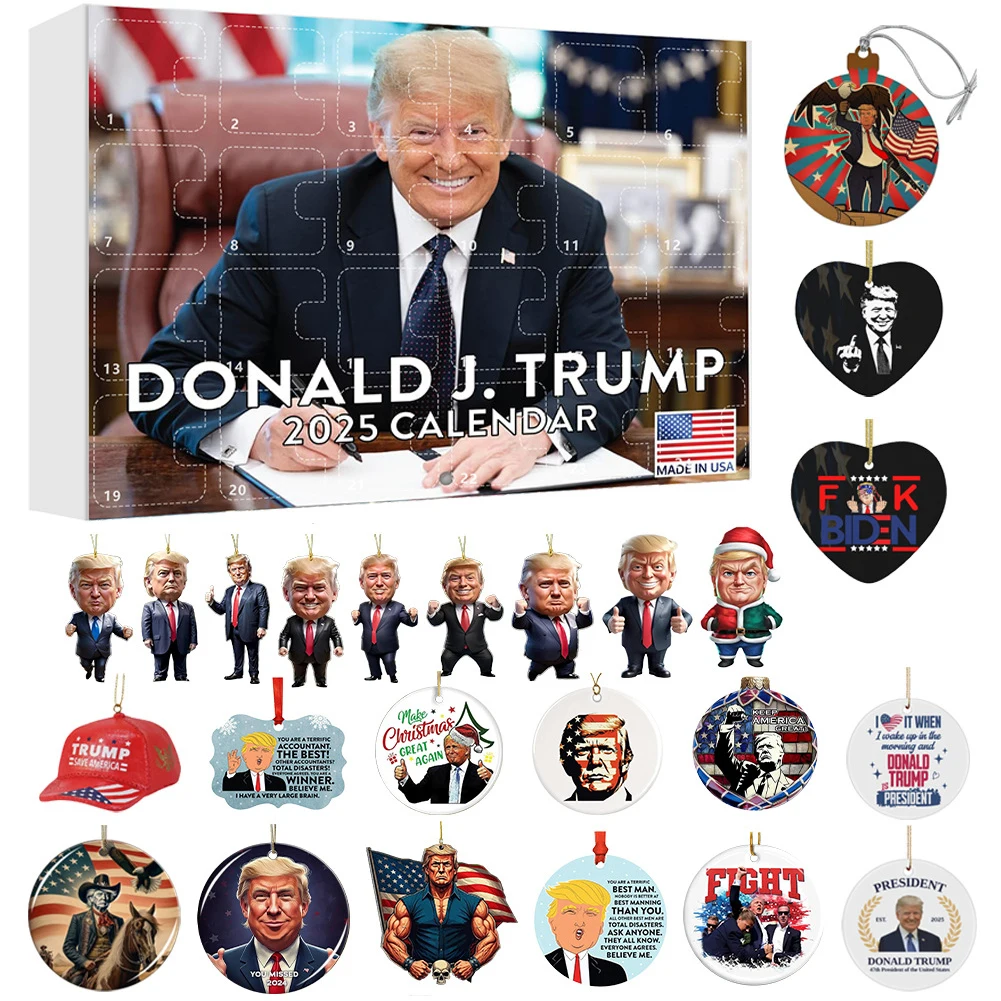 

Trump-Inspired Christmas Decor Christmas Tree Pendant Acrylic Funny Donald Trump Pendant Keychain for Car Hanging Xmas Tree