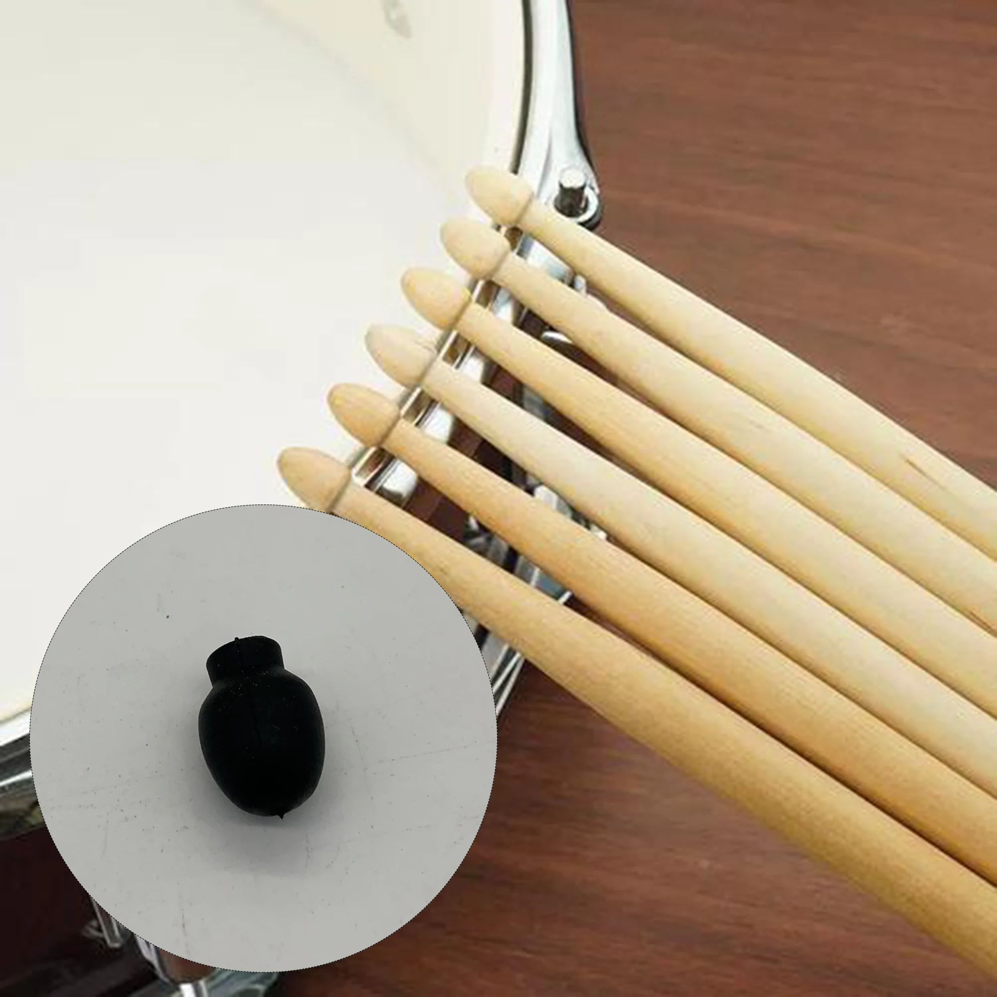 

Yibuy 4 Pieces Rubber Black Silent Drumstick Practice Tips Percussion Accessory