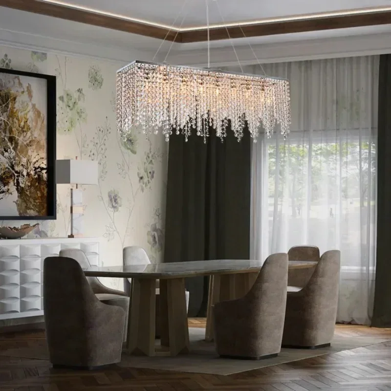 Nordic modern living room light Luxury crystal LED chandelier Chrome restaurant Room Hotel high-end lighting fixtures