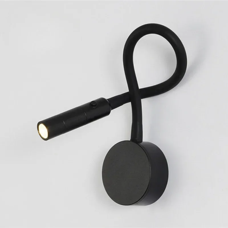 

JOYINLED Настенный светильник для чтения на гибкой стойке, гибкий регулируемый алюминиевый настенный светильник с выключателем для прикроватной тумбочки для учебы [черный, белый]