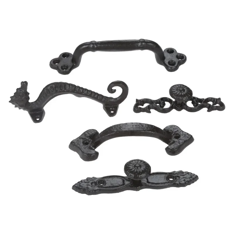 Iron Pull Heavy Duty Antique Door Knobs Handle w/screw Hollow/Solid/Sea Horse/Flower/Heart Vintage Bathroom Kitchen Furniture