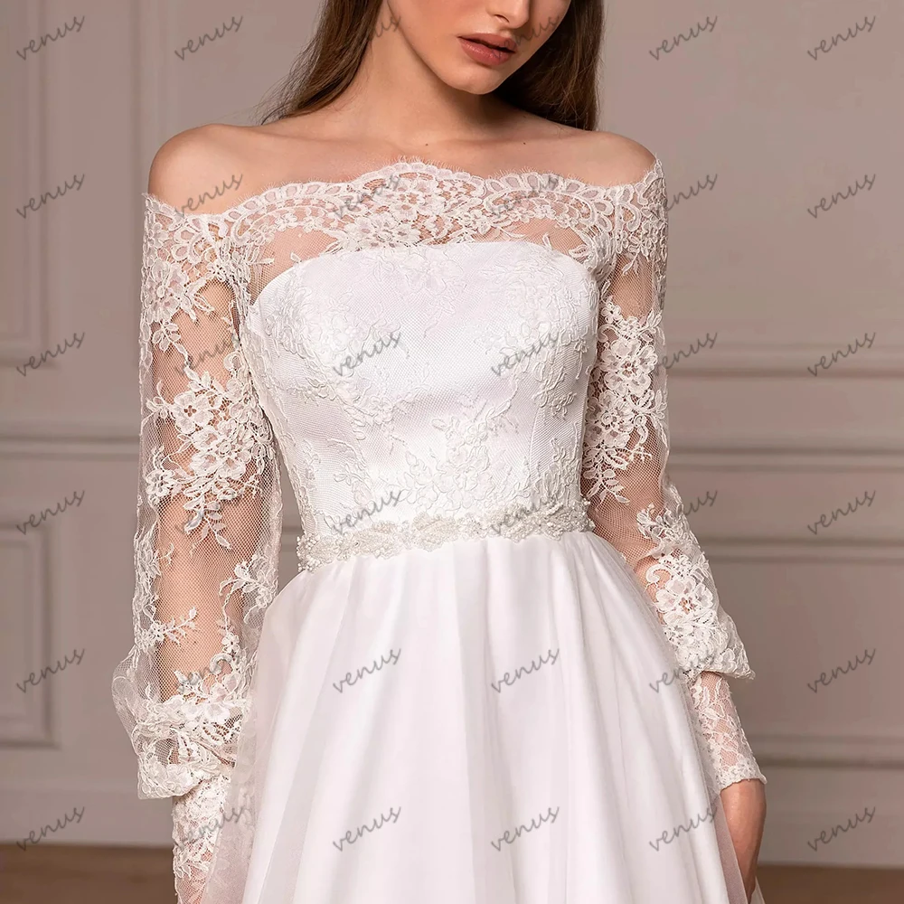 

Vintage Wedding Dresses A Line Satin Bridal Gowns Off The Shoulder Robes Elegant Princess Charming Vestidos De Novia Customized