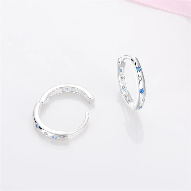 Hoop Earring 925 Silver Star Moon Rose Gold Yellow Earrings Pendientes Golden Color Earring Fine Jewelry Gift for Women