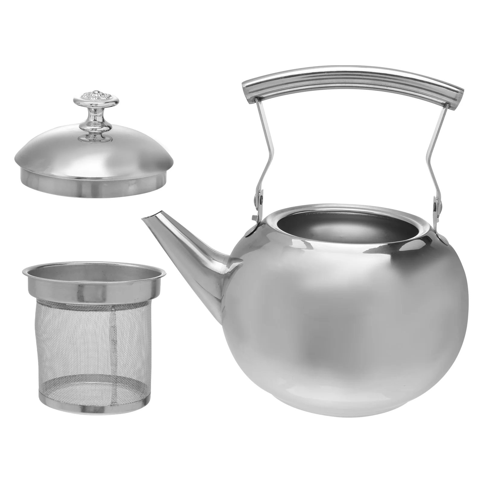 

Stainless Steel Kettle with Filter Mesh Portable Boiling Kettle for Tea Coffee Soup Hot Beverages Household Teapot