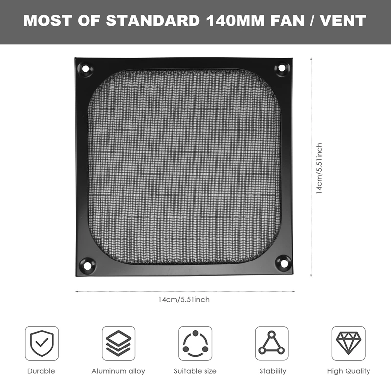 Top-140Mmเดสก์ท็อปคอมพิวเตอร์พัดลมกรองฝุ่นGrillsกันฝุ่นพร้อมสกรู,กรอบอลูมิเนียมตาข่าย,4 แพ็ค