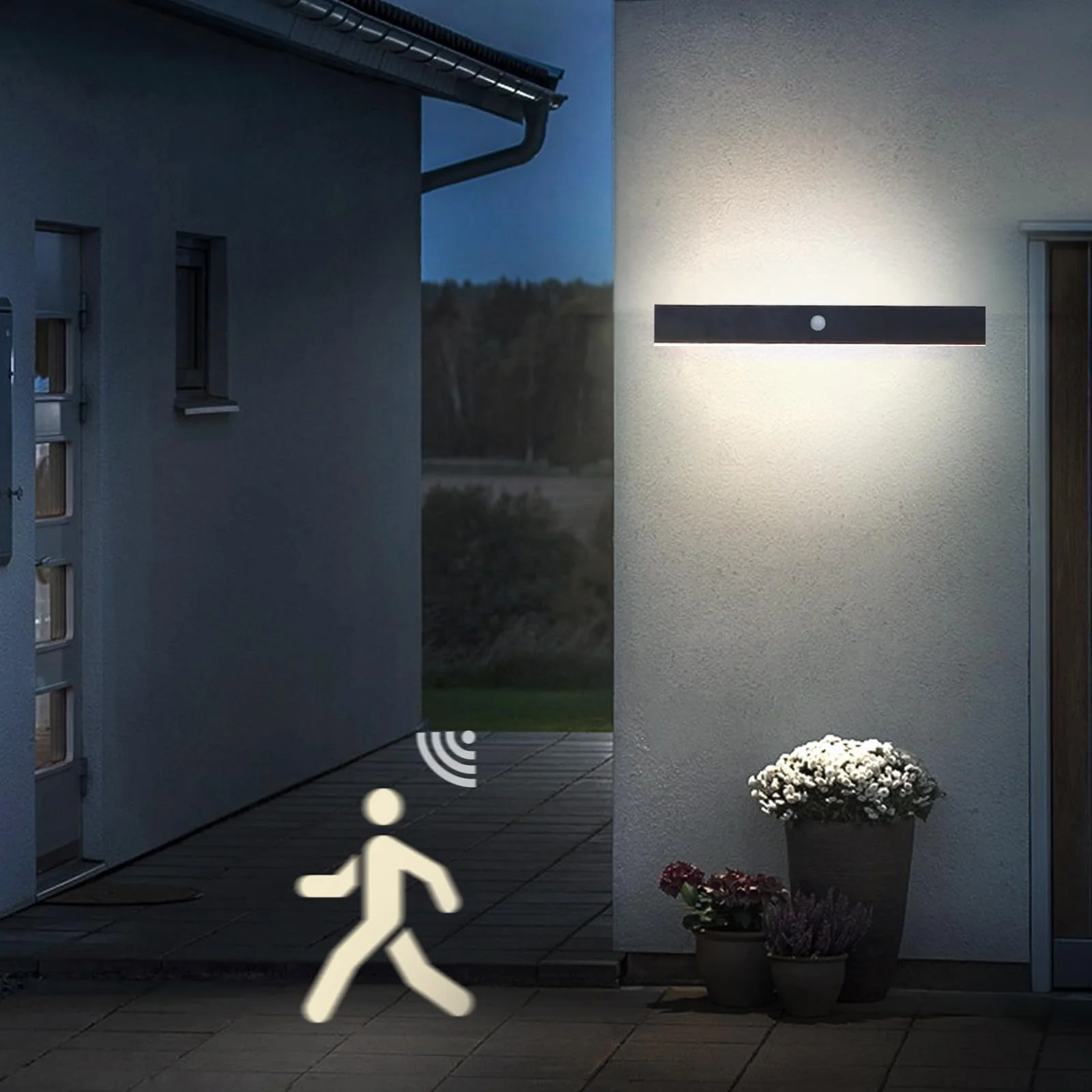 

80 cm Outdoor Wall Light with Motion Sensor LED Long Waterproof Wall Lamp for Villa Hallway Patios, Neutral Light 4000 K