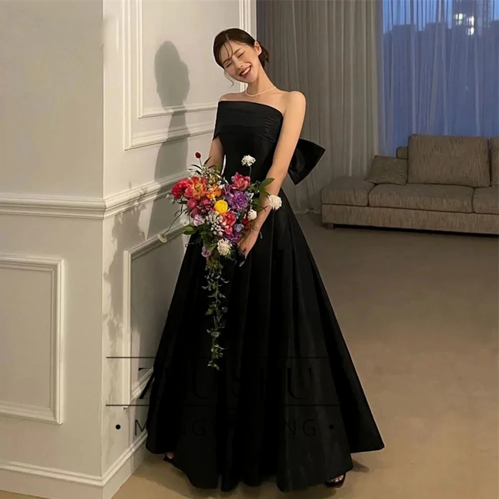 

ZHUISHU элегантные черные корейские свадебные платья на одно плечо, простые вечерние платья трапециевидной формы по индивидуальному заказу, элегантные платья для фотосессии