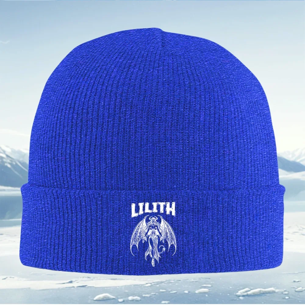 릴리스 악마의 날개 아트 피규어 블랙 남녀공용 니트 모자 겨울용 보온 캡