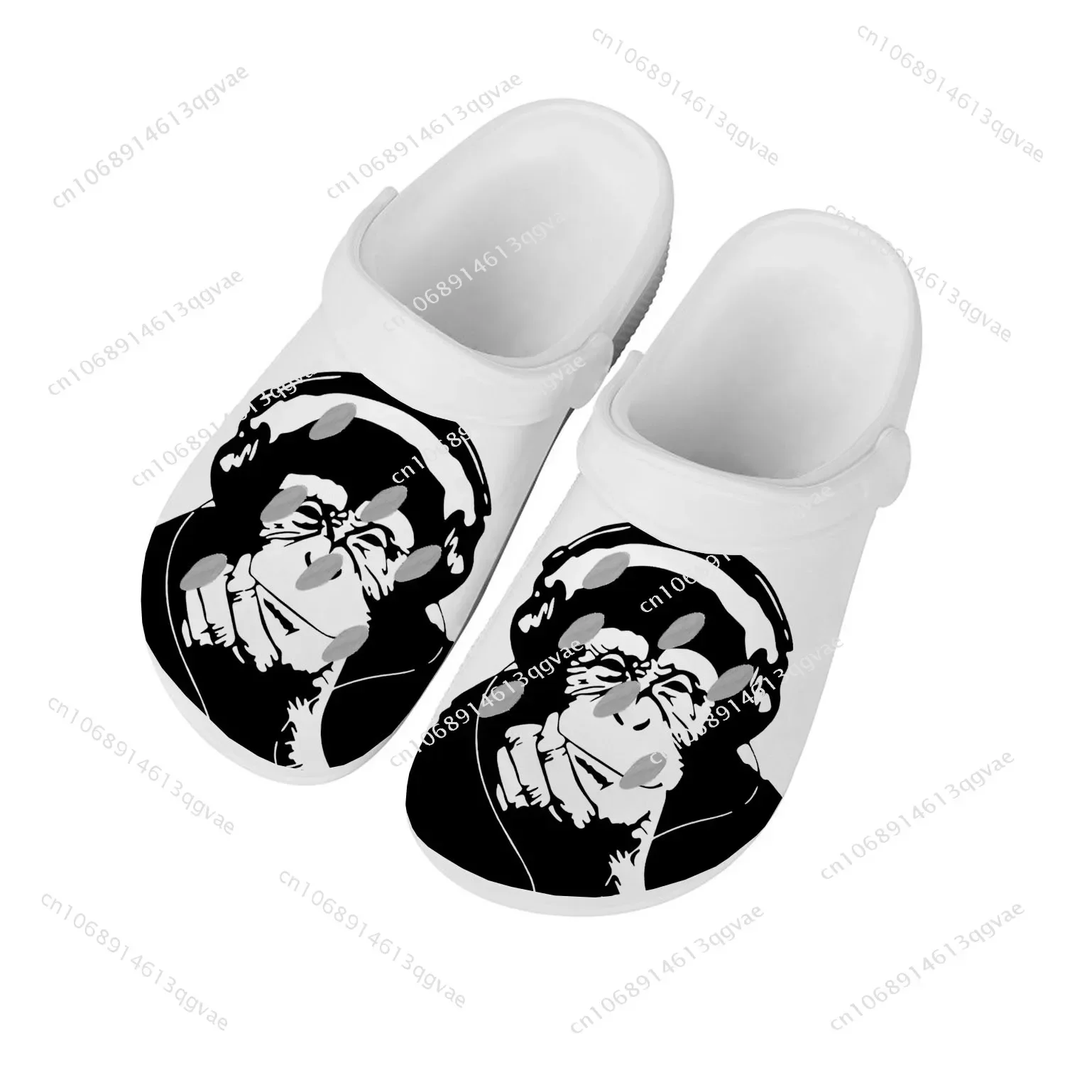 

Banksy Thinking Chimp Home Clogs Custom Water Shoes Mens Womens Teenager Shoe Garden Clog Breathable Beach Hole Slippers White