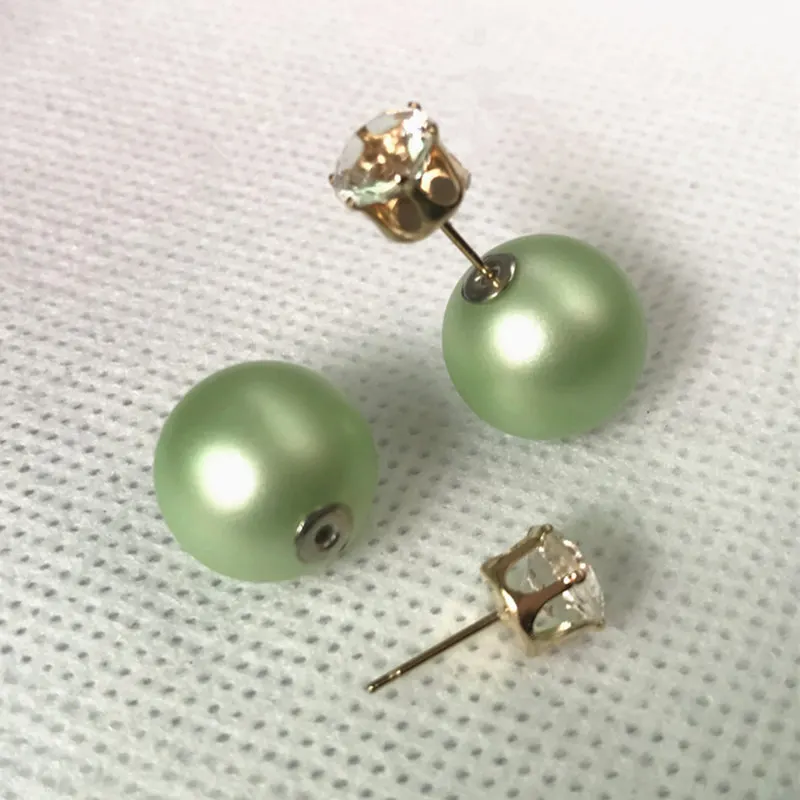 New Fashion Double Sides Matt Candy Color Round Ball Stud Earrings For Lady Crystal Jewelry Accessories Wholesale