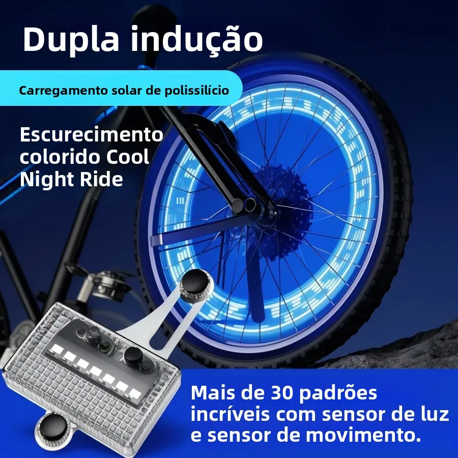 Luz solar da roda da bicicleta led falou flash lâmpada para mtb ciclismo segurança, lanterna de néon rgb para ao ar livre montanha estrada pneu da bicicleta