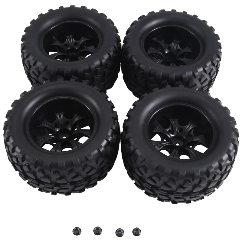 12Mm Hex RC Wheels And Tires 1/10 Scale RC Truck Tires Wheels For Traxxas Rustler Stampede Hoss 2Wd 4X4 Vxl Tires