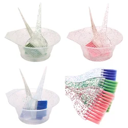 3pcs/set Hair Dye Color Bowl with Brush Set Crystal Transparent Hair Dye Color Brush Bowl Hairdresser Barbershop Styling Tools