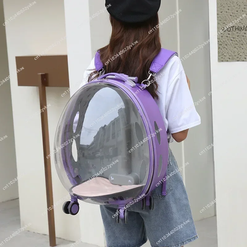 

Cat Bag Spacecraft Outdoor Breathable Pull Up Pet Bag Box Transparent Cats Backpack Draw Bar Box Pet Suitcase A Cat Weight 1-4kg