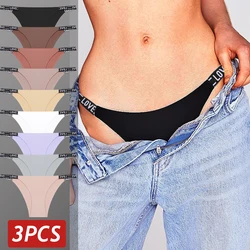 3PCS/Set Women Seamless  Panties Sexy Underwear Low Rise High Elastic Briefs Multi-colors Ice Silk No Trace Breathable Lingerie