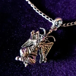 Baphomet Necklace-Occult Left Hand Path Seal of Baphomet Satanic Goat of Mendes-Women Men Pendant Necklace Pagan Occult Satanic