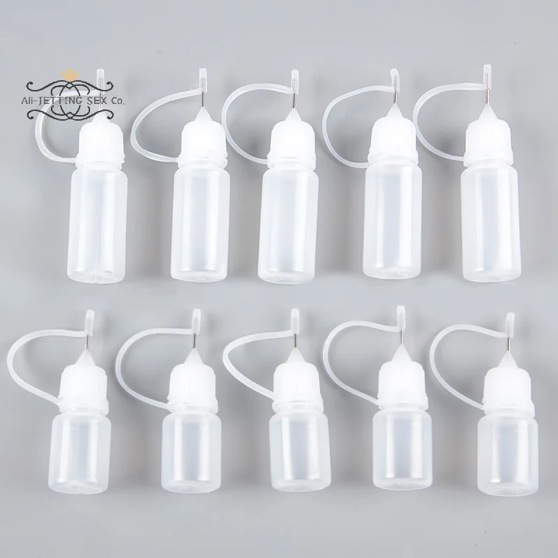 10 Pcs Needle Tip Glue 10ml Applicator Bottle Tube Sub-bottling Pinhole 5ml 10ml PET Refillable Bottle Liquid Dispenser Bottle