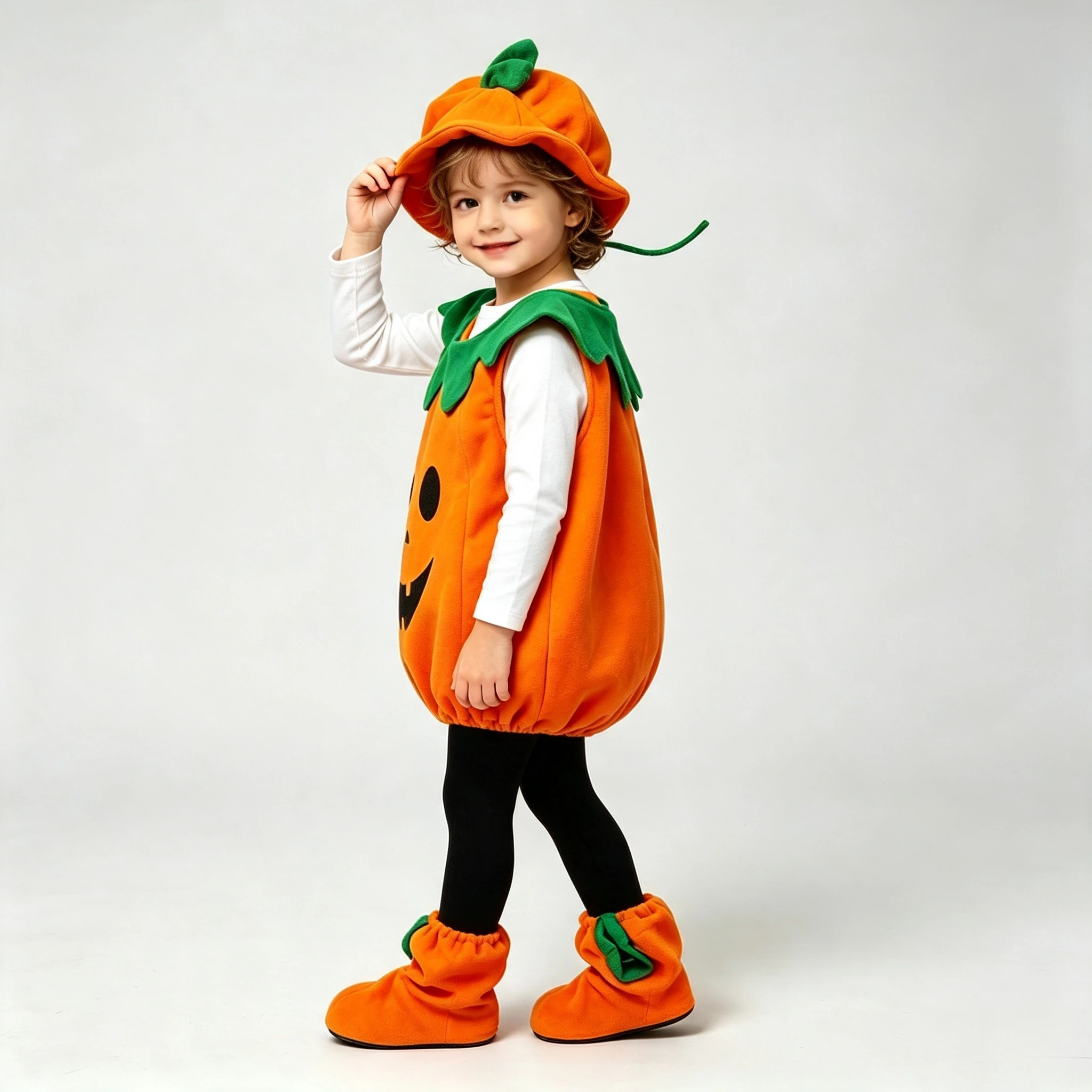 Halloween Boys Girls Pumpkin With Bag Kids Kindergarten Stage Performance Wear Children Pumpkin Themed Show Performance Outfit