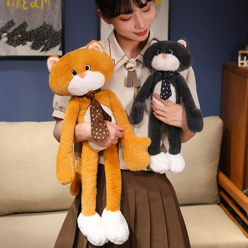 

40/60/80CM Simlation Long Arm Kitten Plush Toys Fluffy Cat Stuffed Animal Pet Doll Black Orange Cat Plushie Toys