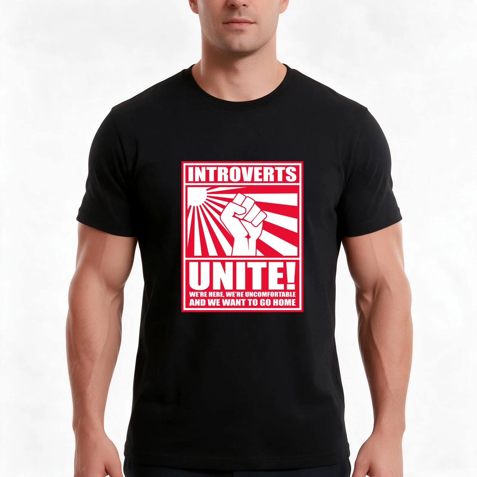 Introverts Unite! T-Shirt, Summer Casual Cotton Tee, Oversized Streetwear Tops, Vintage Graphic Print, Loose Fit Short Sleeve