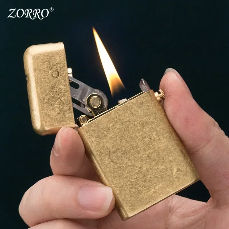 ZORRO-Torrance Brass Kerosene Lighter, Windproof Ejection Ignition, Retro Series, High-end Men's Gift