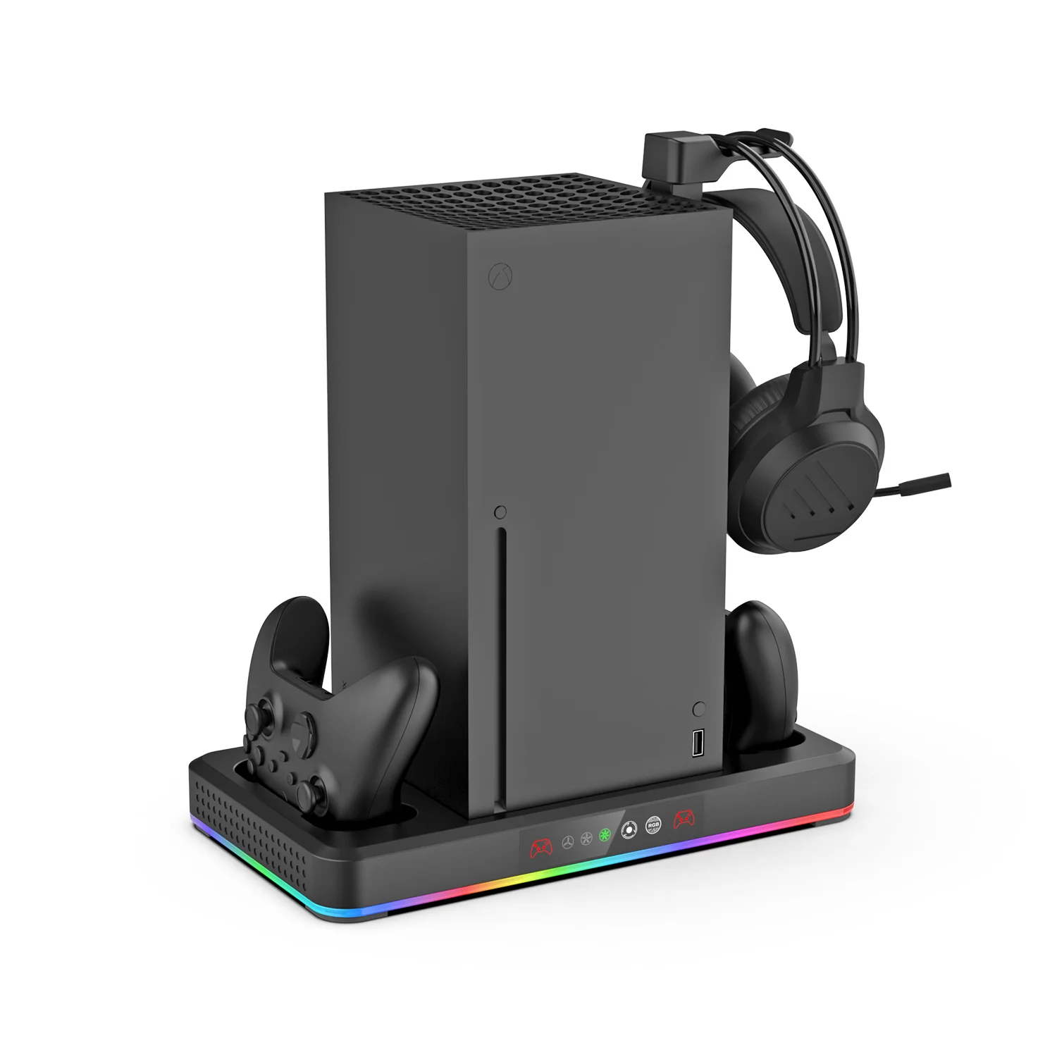 

Cooling Fan Charging Station for Xbox Series X Console & Controller With Headphone Hook & Cooler Stand with RGB Colorful Lights