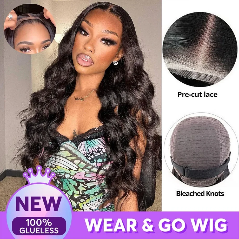 Wear And Go Glueless Wig Brazilian Body Wave 6x4 Lace Glueless Human Hair Wig Ready To Wear Pre Plucked Ready To Go No Glue