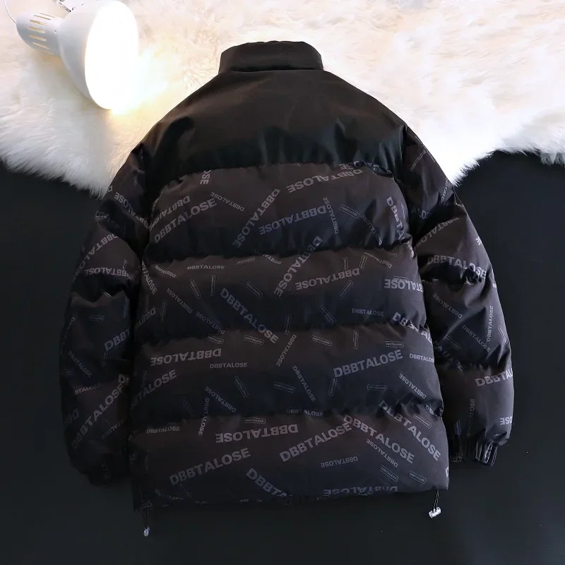 الخريف الشتاء عالية الرقبة سميكة مبطنة بالقطن سترة مريحة معطف القطن زوجين ملابس رياضية مبطنة بالقطن ملابس مريحة #4