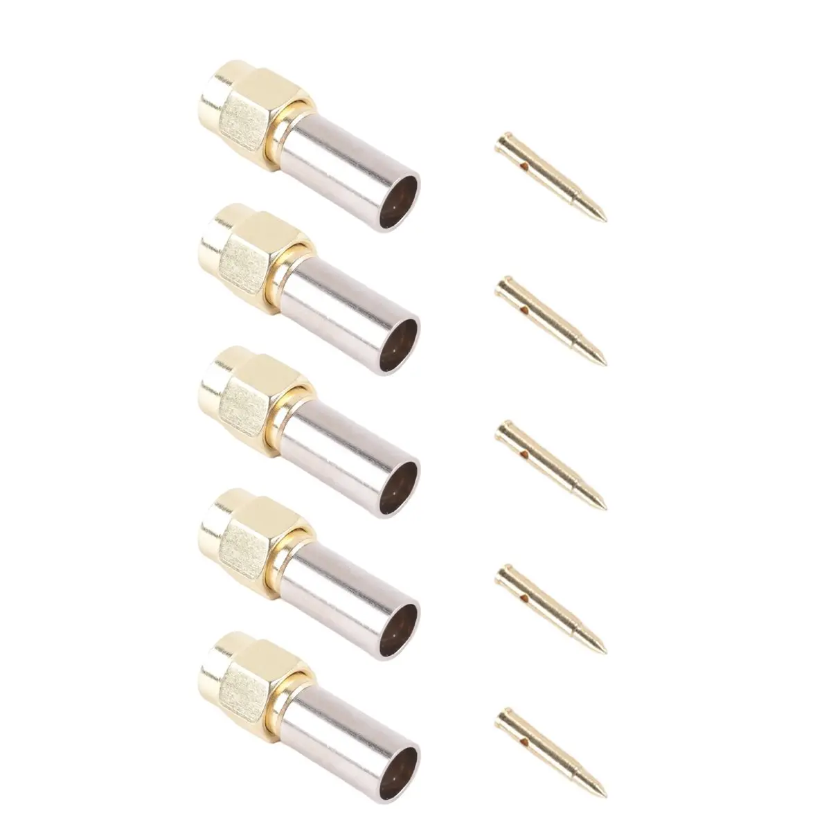 DT350~5pcs SMA Male Plug Coaxial Connector Crimp for RG58 RG142 RG400 LMR195 RG223