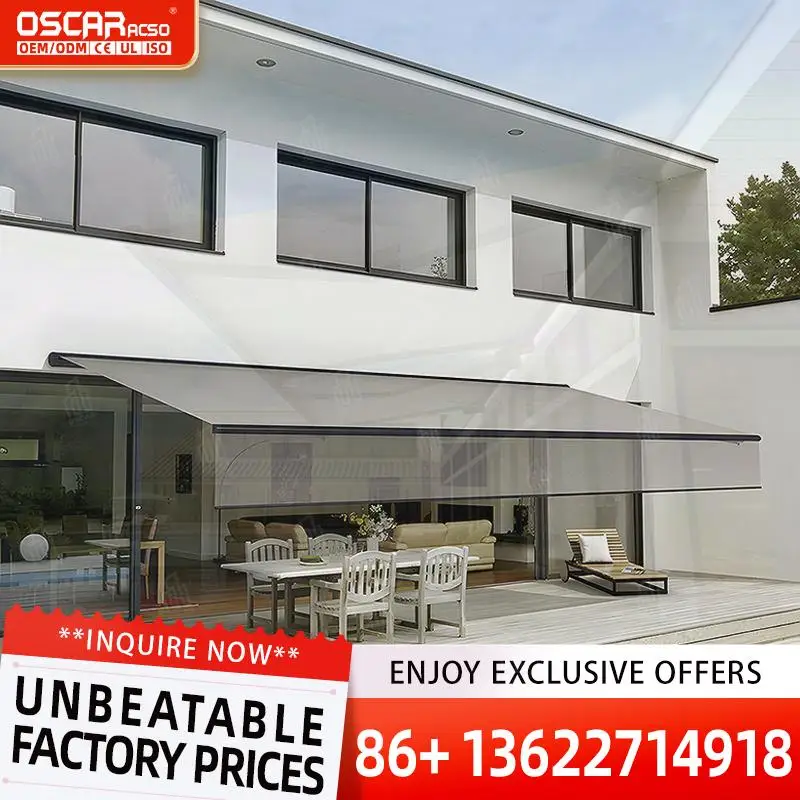 

Manual Retractable Arm Awnings 3M*15M Rain Proof QC Controlled Aluminum Alloy Outdoor Patio Shade Max Projection 70m Ideal for B