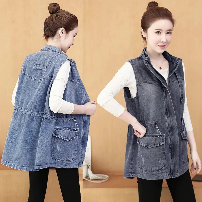 

Versatile Casual Cowboy Jacket Women's 2023 New Spring and Autumn Western Style Korean Version Loose Sleeveless Outer Vest M588