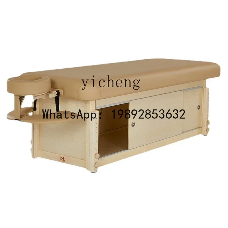 Fixed Massage Couch Lifting Cabinet with Bed Storage Organizer Beauty Salon Massage Body