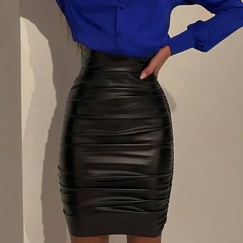 

Women Sexy PU Skirt Lady Skinny HighWaist Black Faux Leather Short Skirt