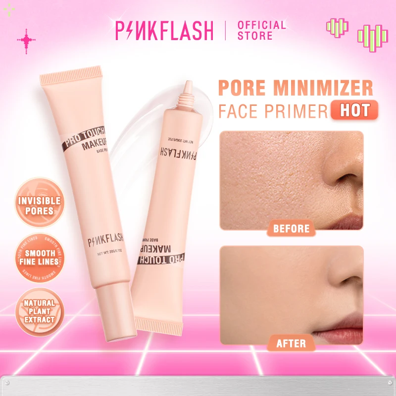 PINKFLASH 모공 없는 경량 메이크업 프라이머, 보이지 않는 모공 블러링 오일 컨트롤, 하이 커버리지 페이스 컨실러 크림 화장품 