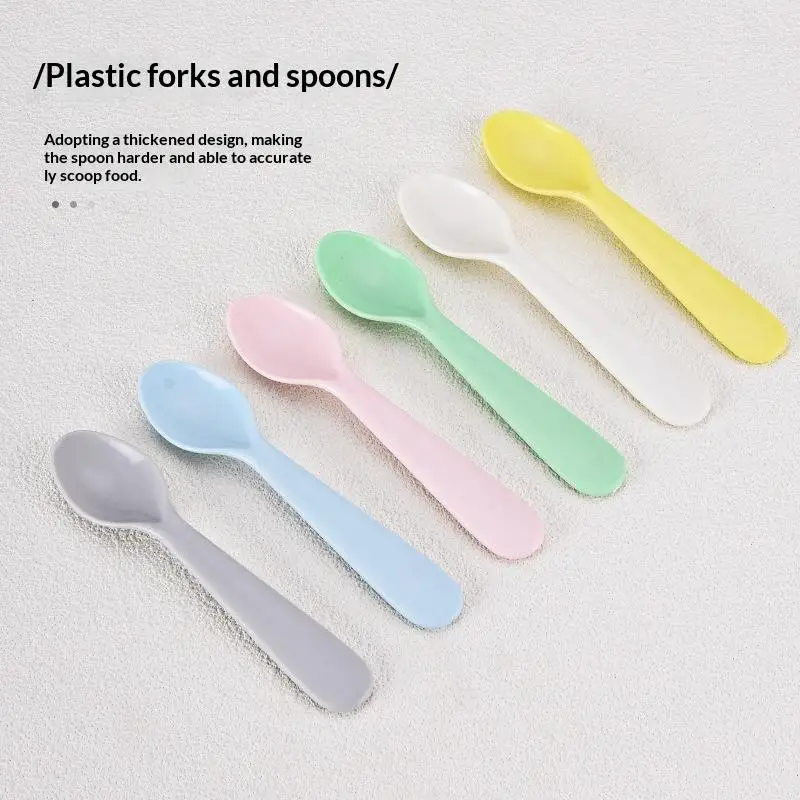 1/2/4Pcs Simple Children Tableware Plastic Baby Feeding Spoon Toddler Training Eating Utensils For Dessert Fruit