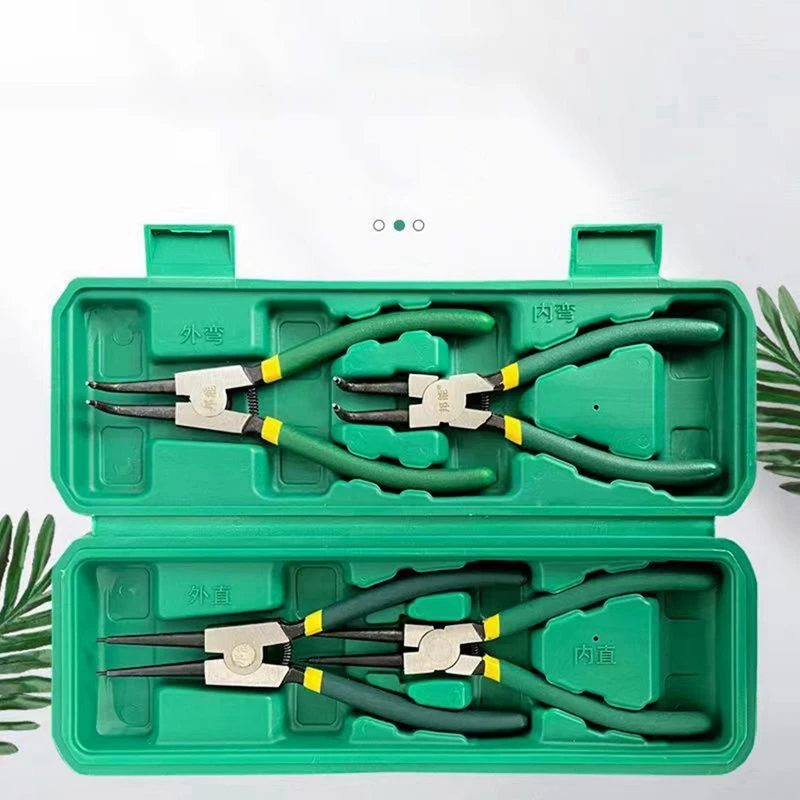 Circlip Plier Set 7 Inches External Internal Staight Bent Pliers Set Kit Multifunctional Retaining Snap Ring Remover Tool