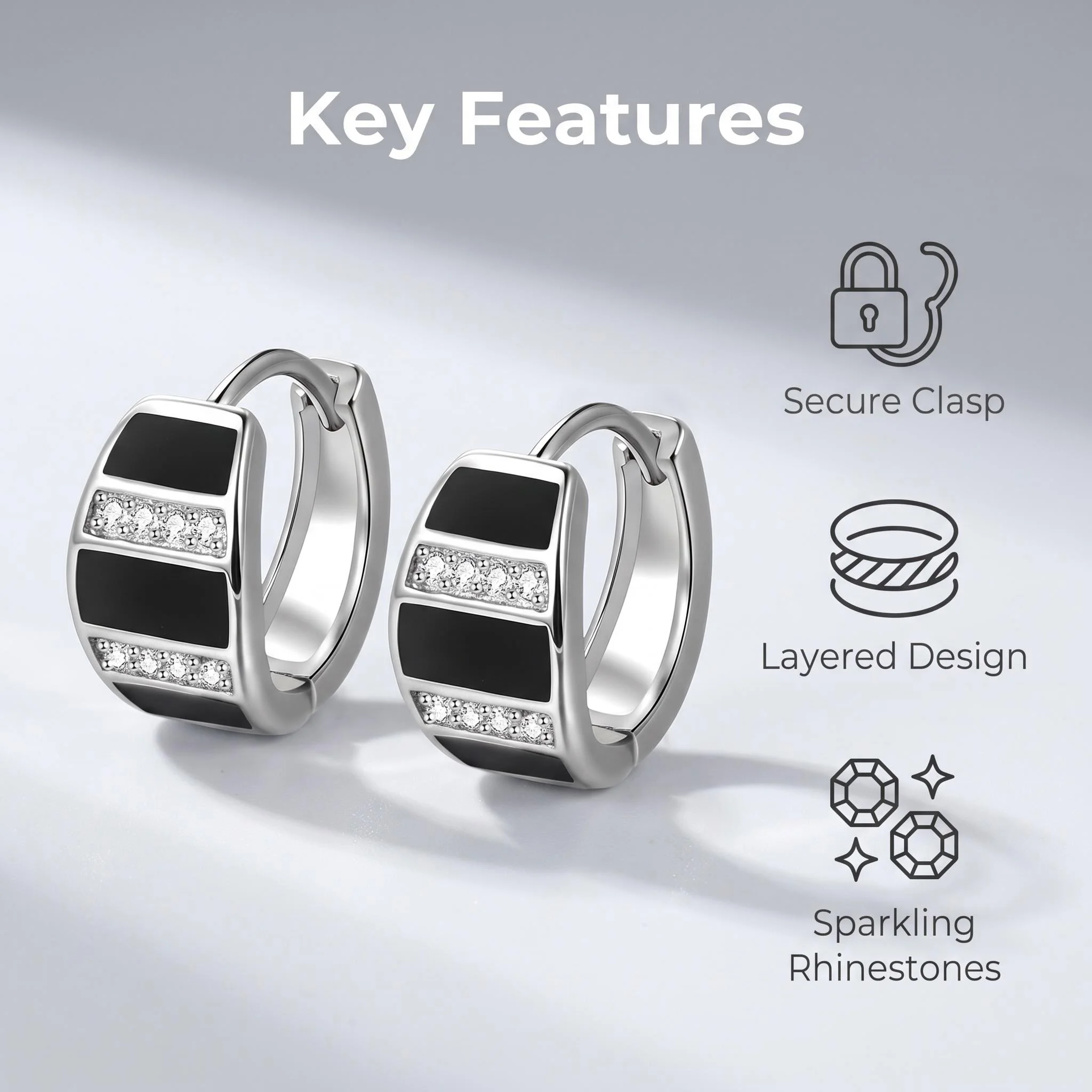 925 Silver Earrings Channel Cubic Zirconia Silver Stud Earrings for Women Sterling Silver Jewelry  ear cuff - view 3