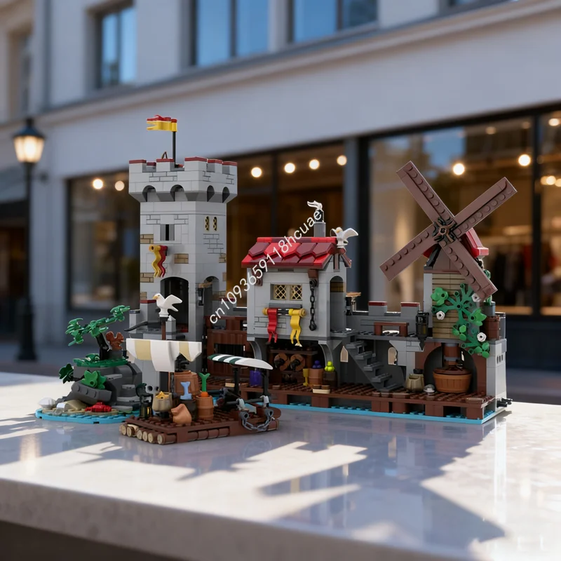 

1254 шт. MOC средневековый морской рынок дополнительные модули модель строительные игрушки блоки архитектура DIY идея Рождественский подарок кирпич для детей
